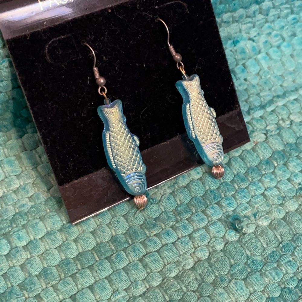Iridescent fish earrings, Swedish
